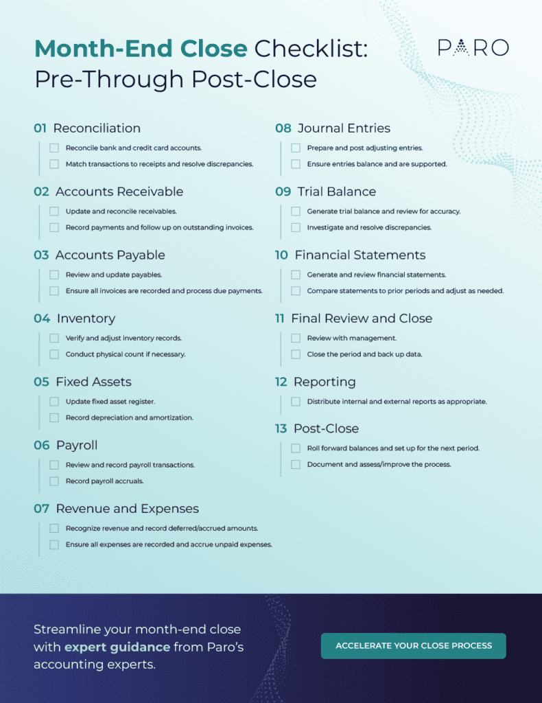 7 Steps to Automate the Month-End Close Process: The Road to a Continuous Close 1 checklist outlining steps to complete month-end close