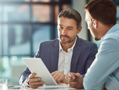 stock photo teamwork meeting tablet and business people in office workplace collaboration technology and 2251938325 2