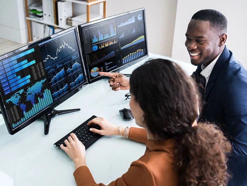 Data Visualization Consulting Services 26 Two-professionals-using-data-visualization-tools